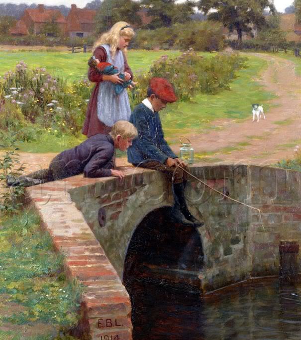 A Nibble, vintage artwork by Edmund Blair Leighton, 12x8" (A4) Poster