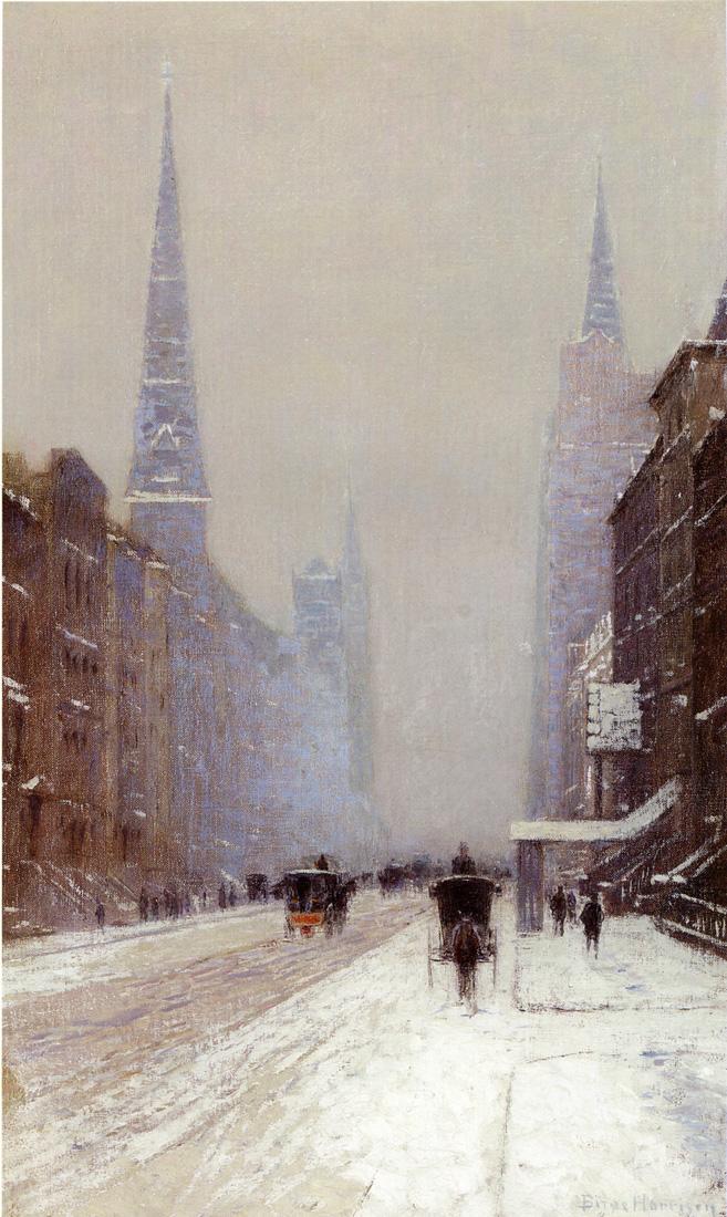Fifth Avenue in Winter by Lowell Birge Harrison,A3(16x12")Poster