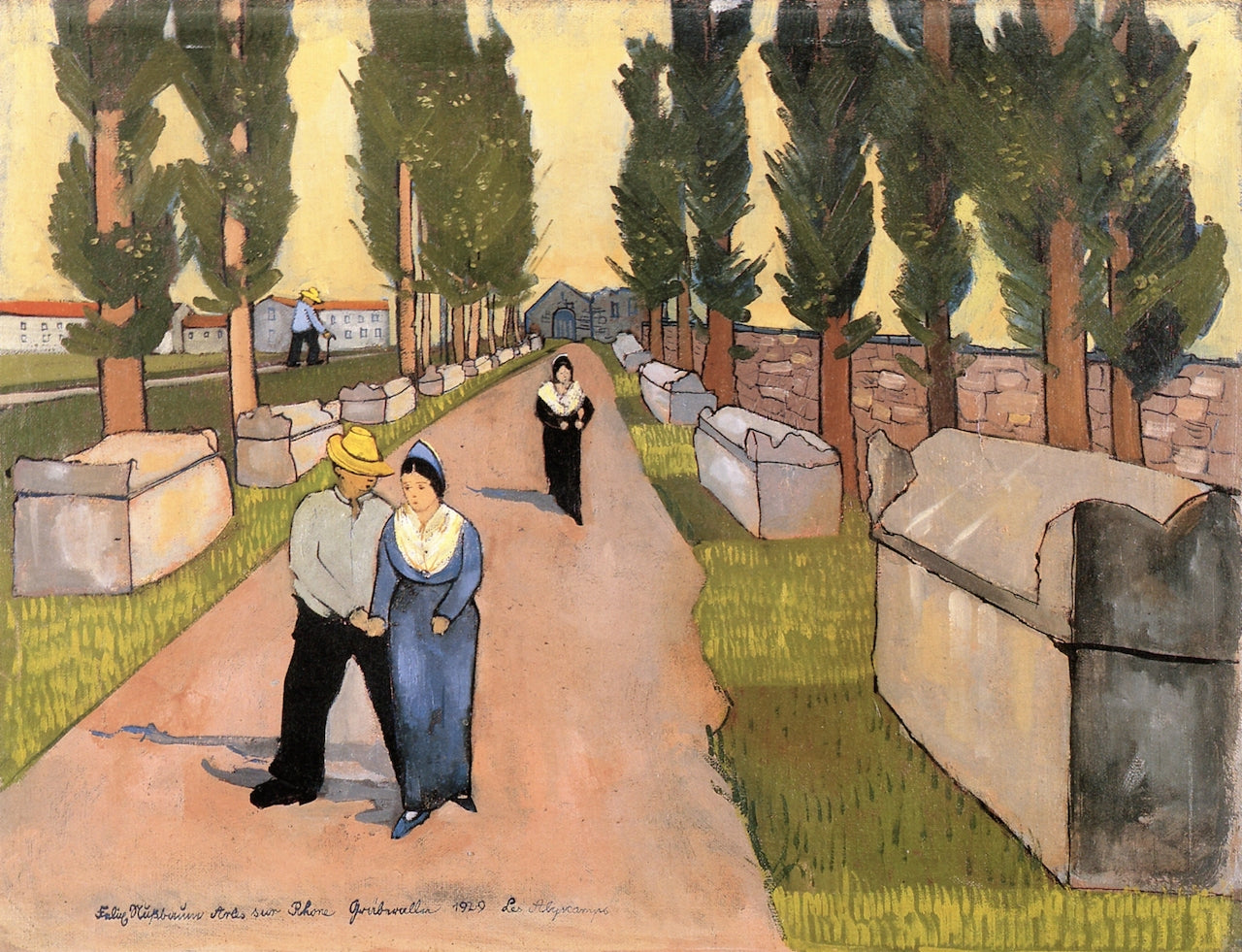 Arles sur Rhône, Avenue of Toumbs, Les Alyscamps, vintage artwork by Felix Nussbaum, 12x8" (A4) Poster
