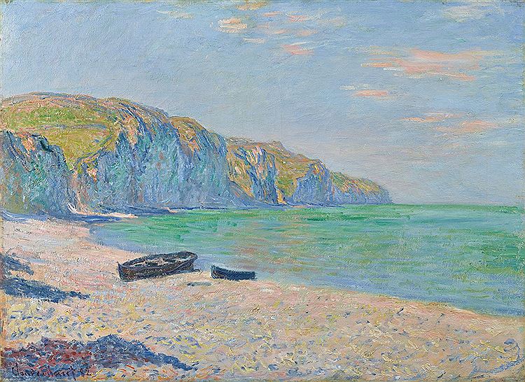 Beach and Cliffs at Pourville, vintage artwork by Claude Monet, 12x8" (A4) Poster