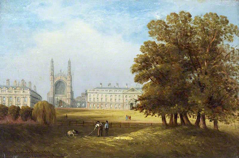 King's College Chapel, Cambridge, as Seen from Clare Hall Piece and Crotches, vintage artwork by Victoria Susanna Colkett, 12x8" (A4) Poster