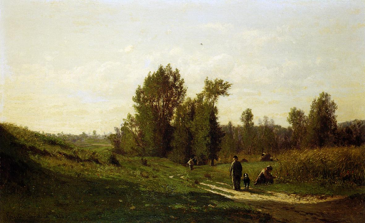 Chemin d'Ezeuville, pres d'Ecouen, vintage artwork by Emile Charles Lambinet, A3 (16x12") Poster Print