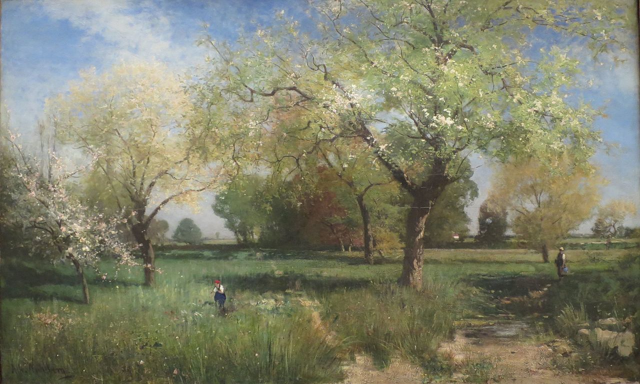 Orchard in Spring, vintage artwork by Alfred Wahlberg, 12x8" (A4) Poster