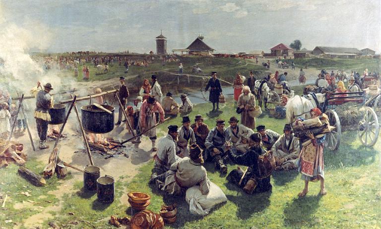 Religious Festival, vintage artwork by Illarion Pryanishnikov, 12x8" (A4) Poster