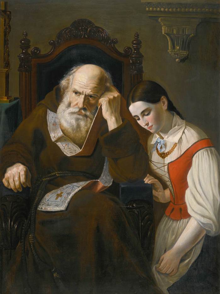 The Confession, vintage artwork by John Opie, 12x8" (A4) Poster