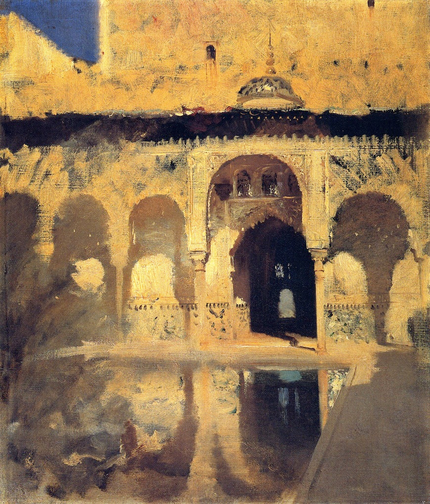 Alhambra, Patio de los Arrayanes, vintage artwork by John Singer Sargent, 12x8" (A4) Poster
