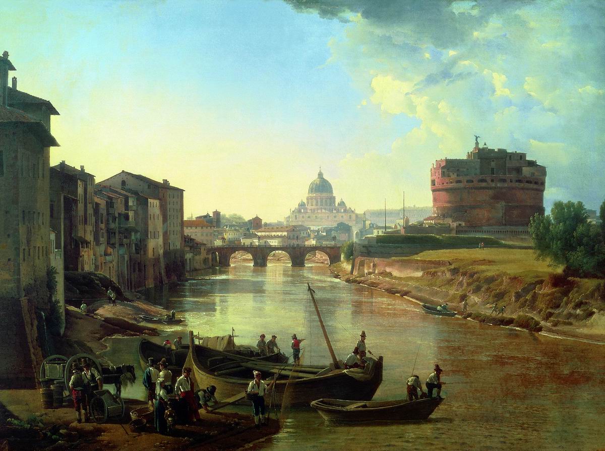Castle of St Angelo, Rome, vintage artwork by Silvester Shchedrin, 12x8" (A4) Poster