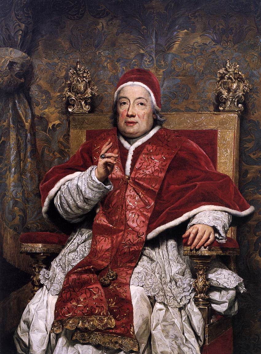 Portrait of Clement XIII Rezzonico, vintage artwork by Anton Raphael Mengs, 12x8" (A4) Poster