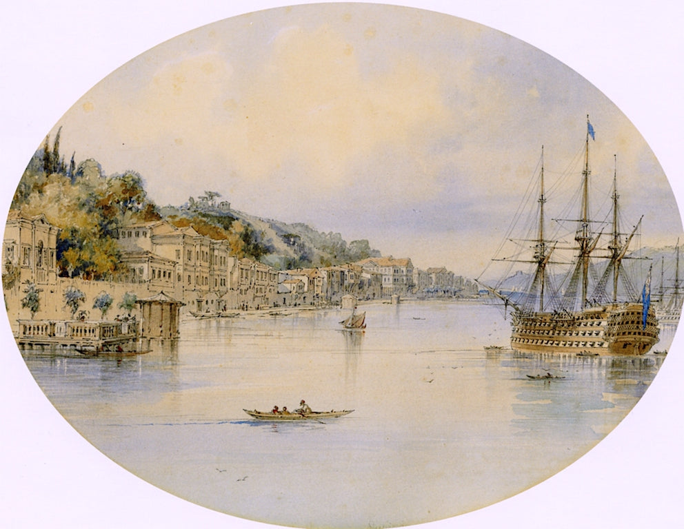 Büyükdere, Constantinople, vintage artwork by Count Amadeo Preziosi, A3 (16x12") Poster Print