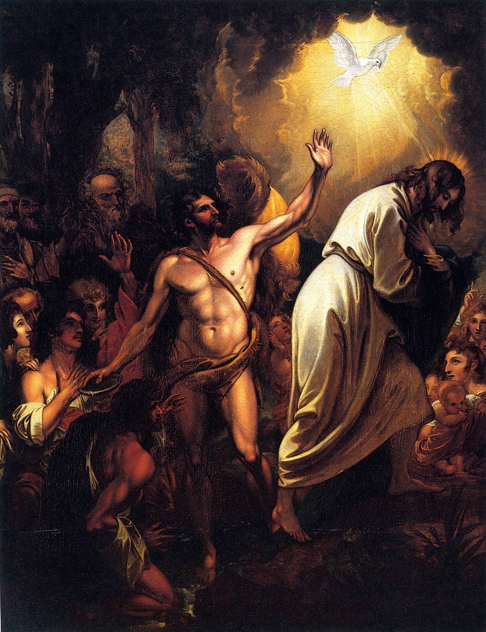The Baptism of Our Saviour, vintage artwork by Benjamin West, 12x8" (A4) Poster