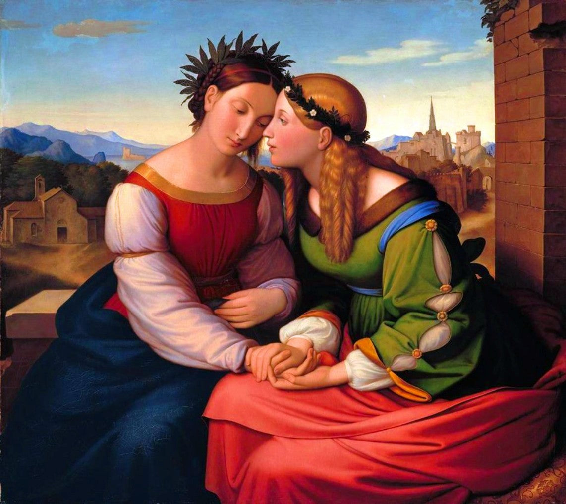 Germania and Italia, vintage artwork by Johann Friedrich Overbeck, 12x8" (A4) Poster