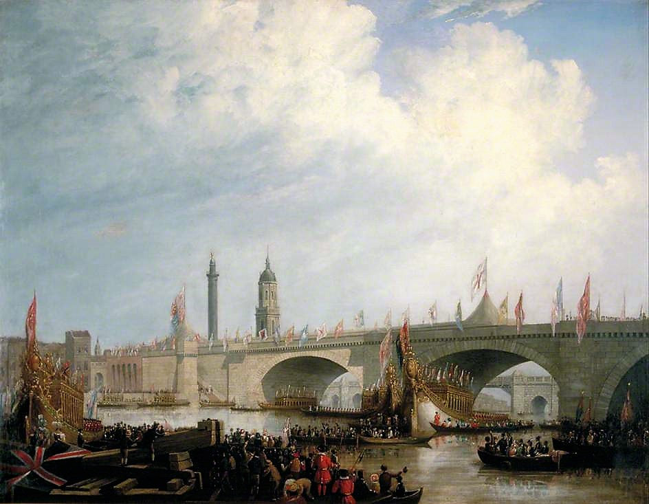 The Opening of London Bridge by  William IV, 1 August 1831, vintage artwork by Clarkson Frederick Stanfield, A3 (16x12") Poster Print