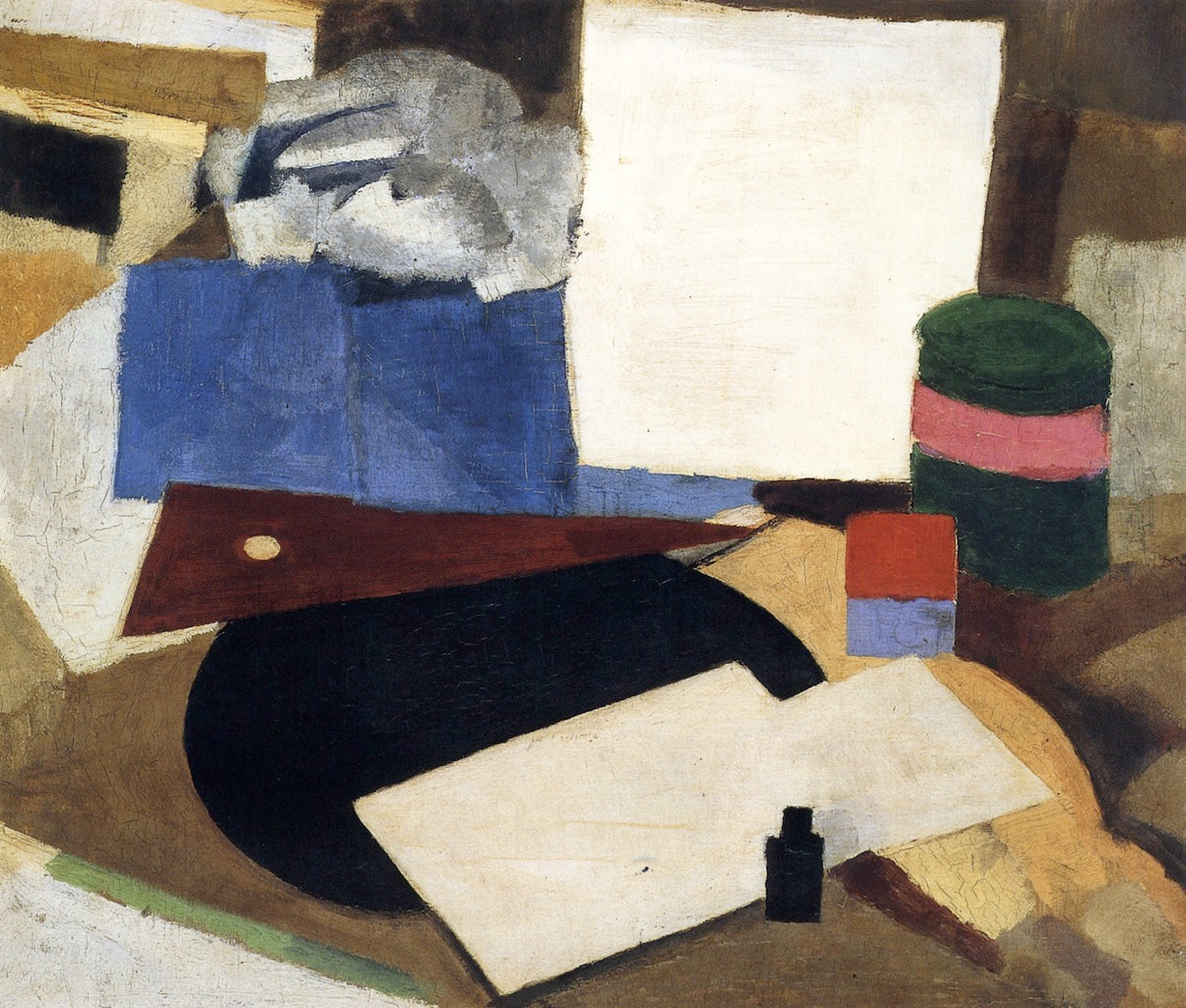 Disque Noir, avec Bouteille d'Encre by Roger de la Fresnaye,16x12(A3) Poster