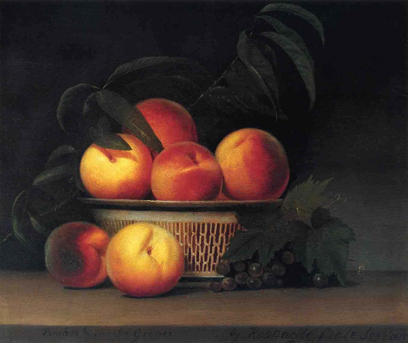 Peaches and Unripe Grapes, vintage artwork by Raphaelle Peale, 12x8" (A4) Poster