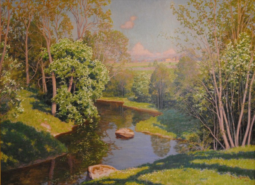 Brook in summer greenery, vintage artwork by Johan Krouthen, 12x8" (A4) Poster