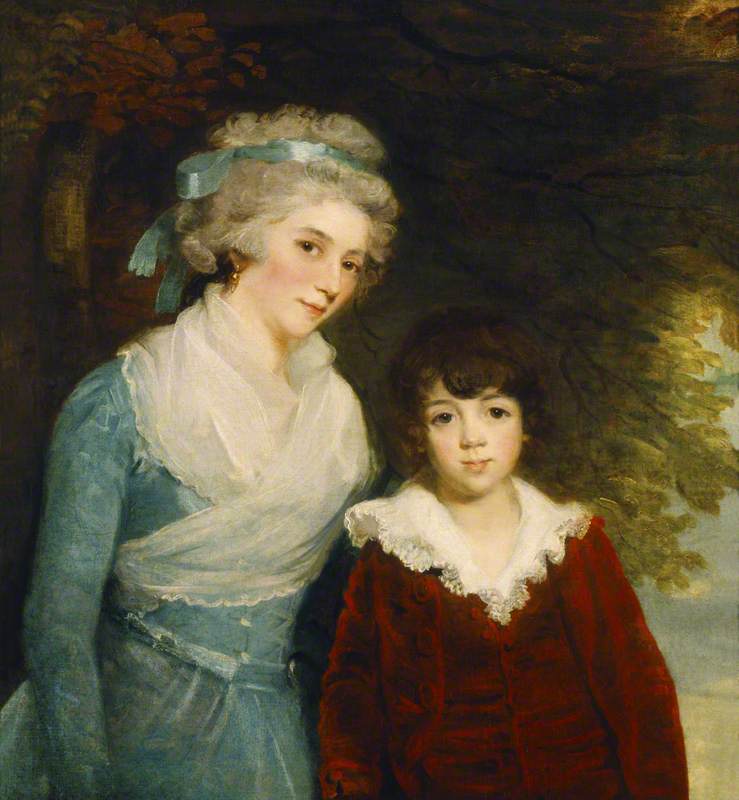 The Marquise de Sivrac de Rieux and Her Son, Charles, vintage artwork by John Hoppner, 12x8" (A4) Poster
