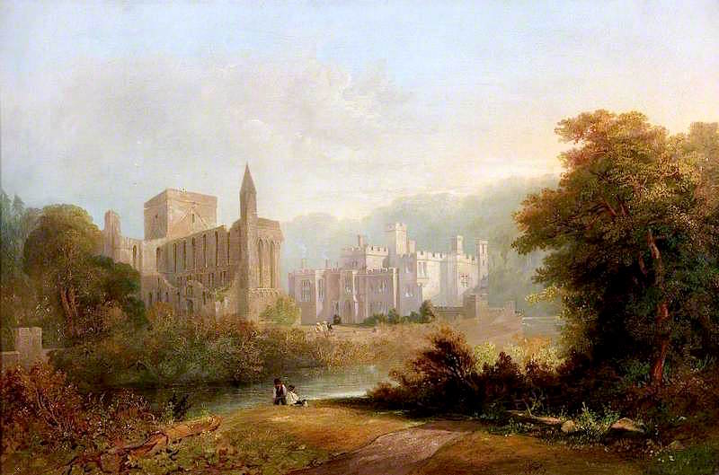 Brinkburn Grange and the Ruins of Brinkburn Priory, vintage artwork by John Wilson Carmichael, A3 (16x12") Poster Print