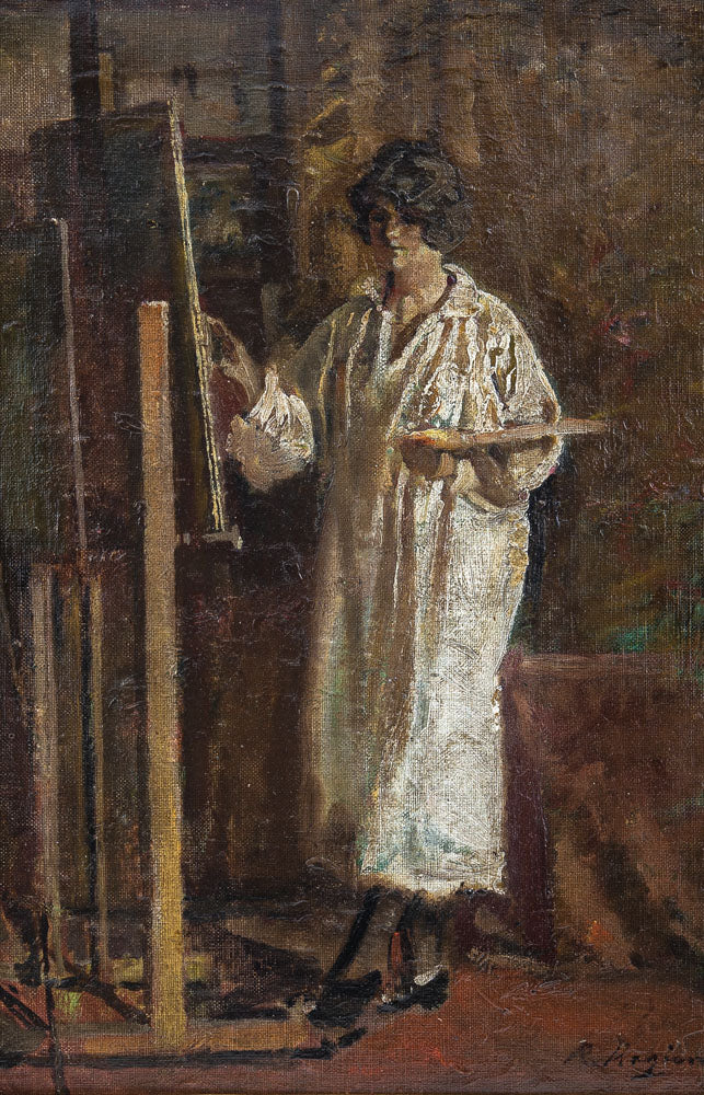The painter at the easel by Raffaele Ragione,A3(16x12")Poster