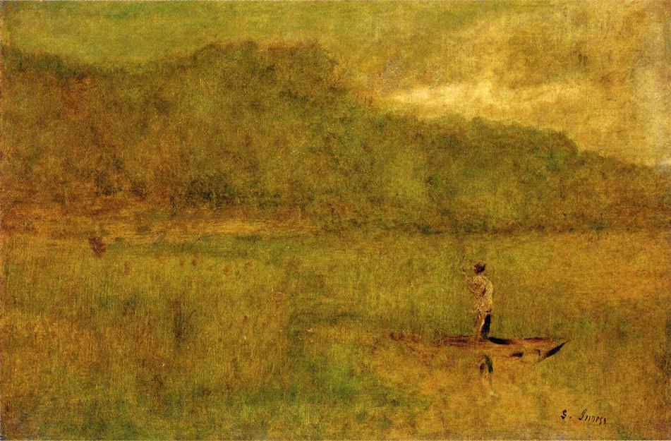 Green Marshes, vintage artwork by George Inness, 12x8" (A4) Poster