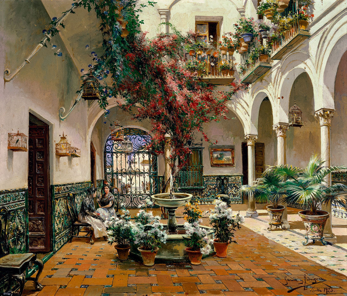 Inside Courtyard, Seville by Manuel Garcia y Rodriguez,A3(16x12")Poster