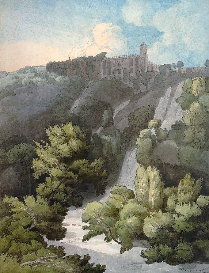 Villa of Maecenas at Tivoli, vintage artwork by Francis Towne, 12x8" (A4) Poster