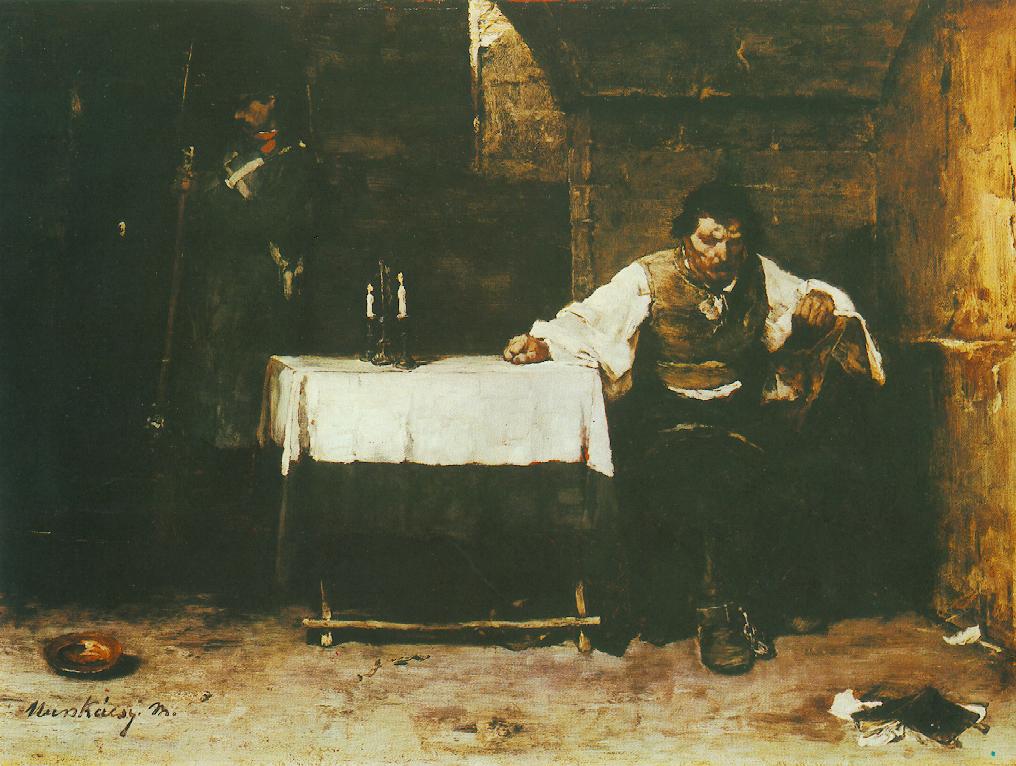 Condemned Cell, vintage artwork by Mihály Munkácsy, 12x8" (A4) Poster
