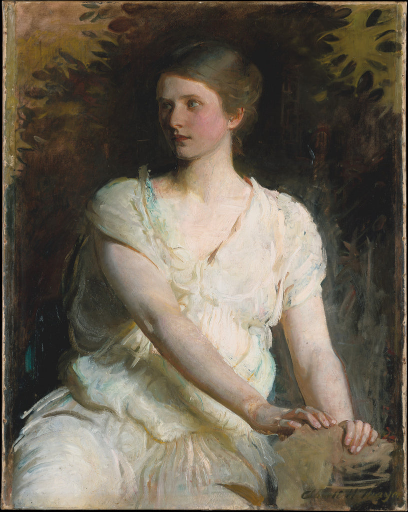 Portrait of a woman, vintage artwork by Abbott Handerson Thayer, 12x8" (A4) Poster