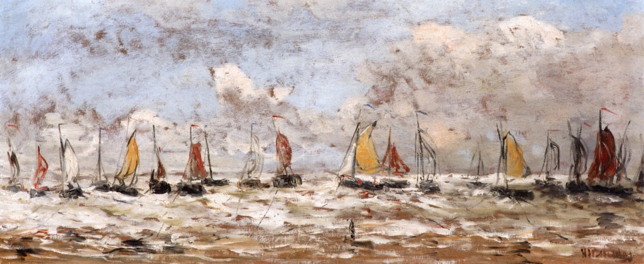 Fishing Fleet off the Dutch Coast, vintage artwork by Hendrik Willem Mesdag, 12x8" (A4) Poster