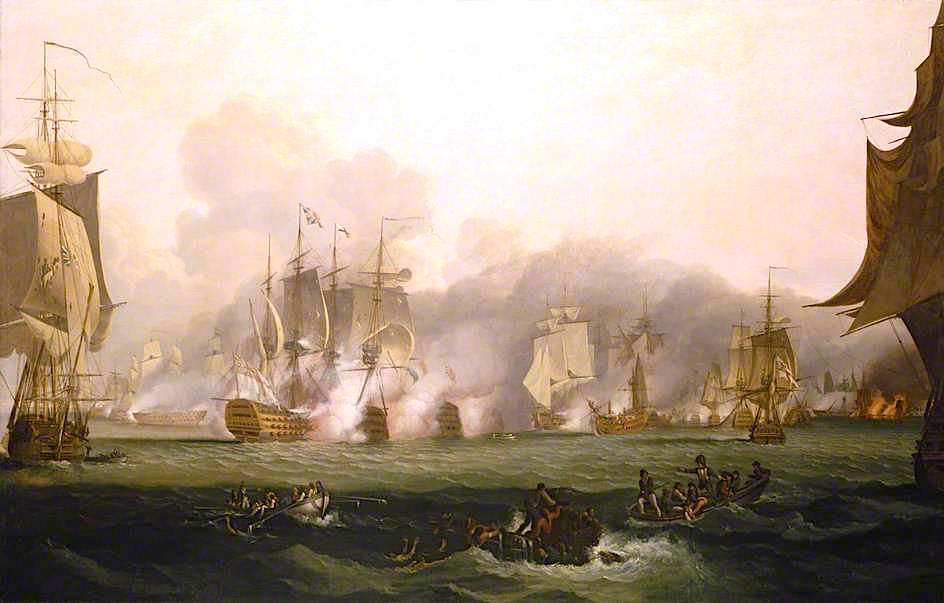 The Battle of Trafalgar, 21 October 1805, vintage artwork by Samuel Drummond, 12x8" (A4) Poster