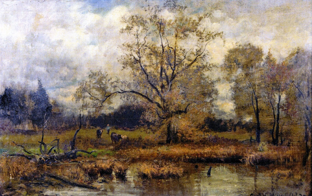 by the Pond, vintage artwork by Charles Henry Miller, 12x8" (A4) Poster