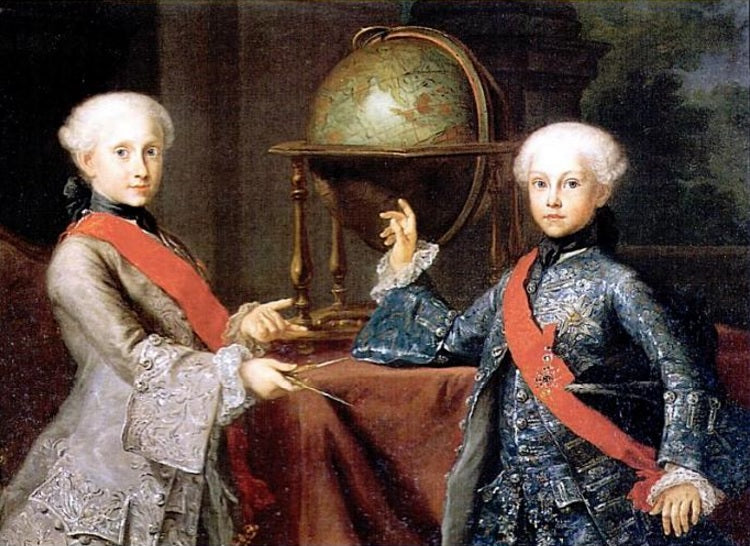 The Infantes Fernando and Gabriel, vintage artwork by Giuseppe Bonito, 12x8" (A4) Poster