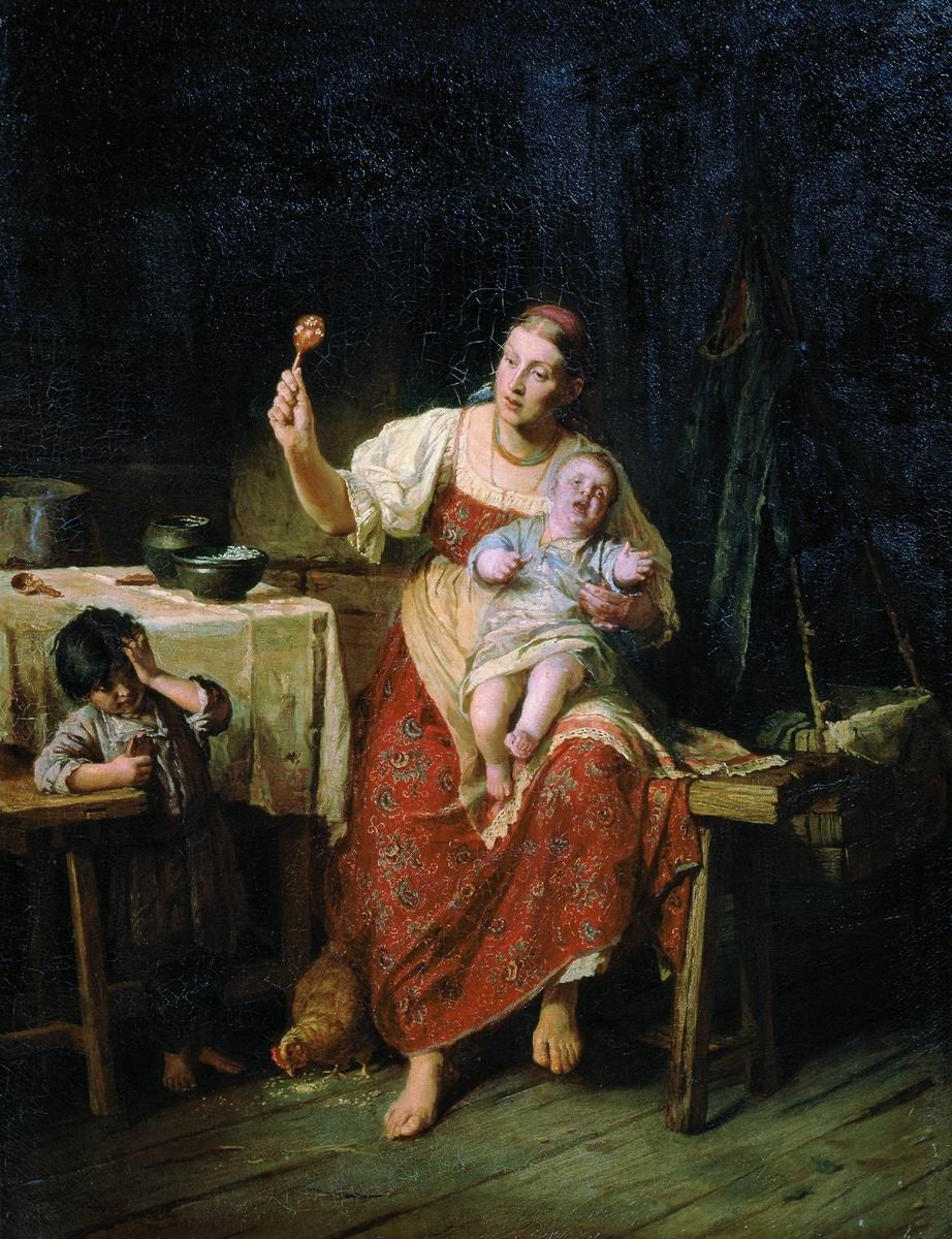 Stepmother, vintage artwork by Firs Sergeevich Zhuravlev, 12x8" (A4) Poster