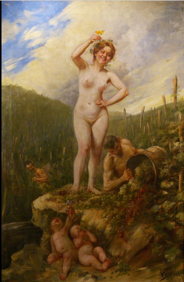 Grape Harvest, vintage artwork by Miklos Rajzo, 12x8" (A4) Poster