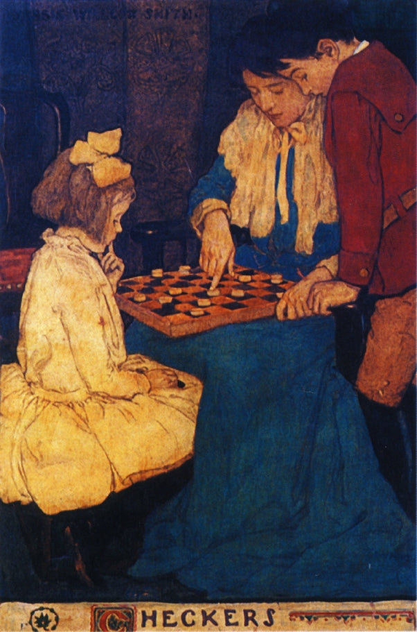 Checkers, vintage artwork by Jessie Willcox Smith, 12x8" (A4) Poster