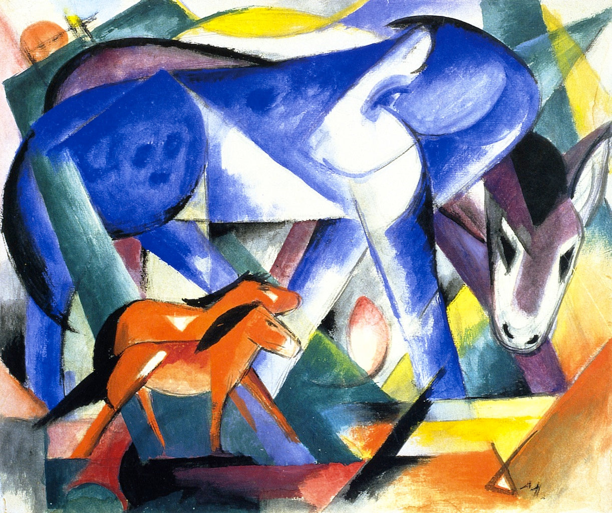 The First Animals, vintage artwork by Franz Marc, 12x8" (A4) Poster