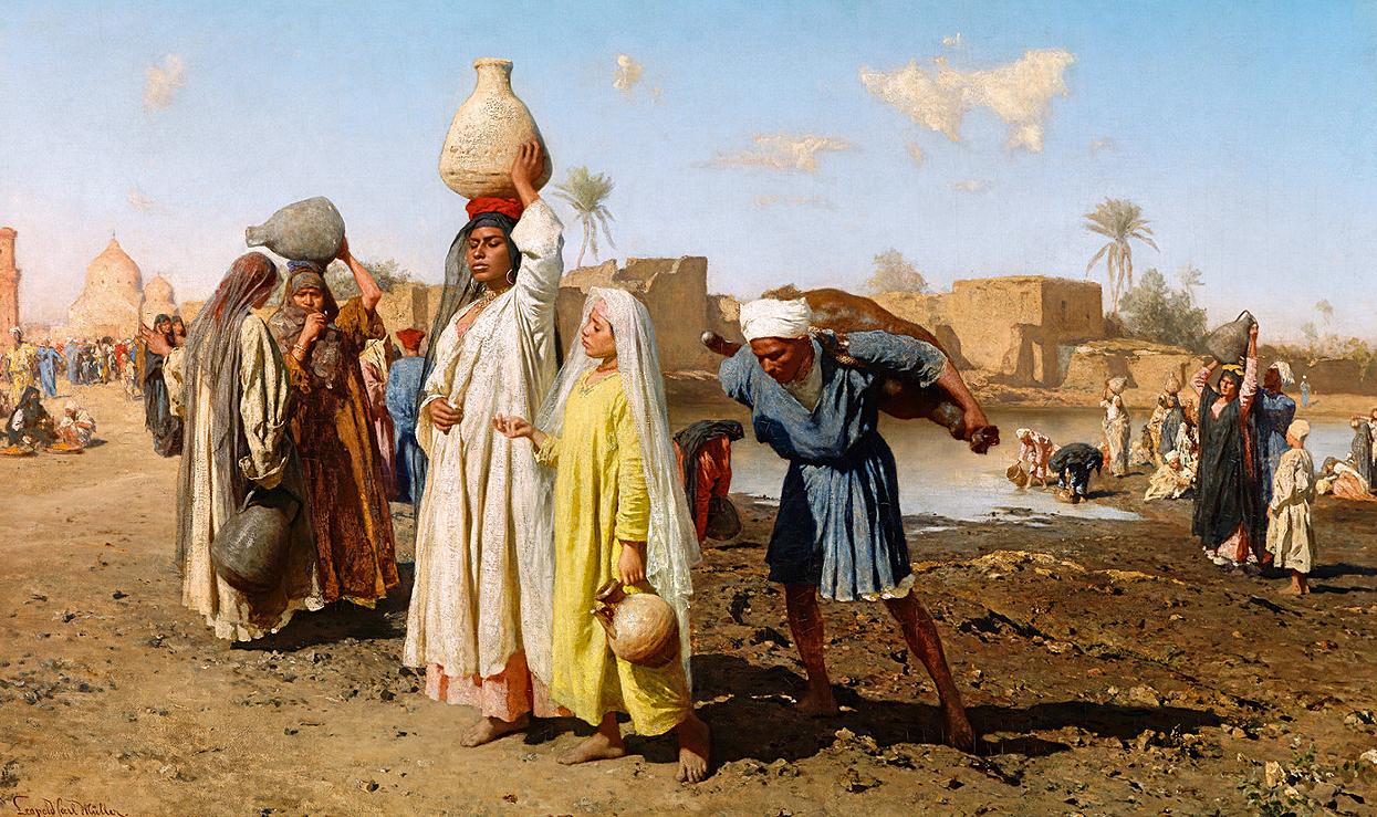 Aegyptische Wasserträger, vintage artwork by Leopold Carl Müller, 12x8" (A4) Poster