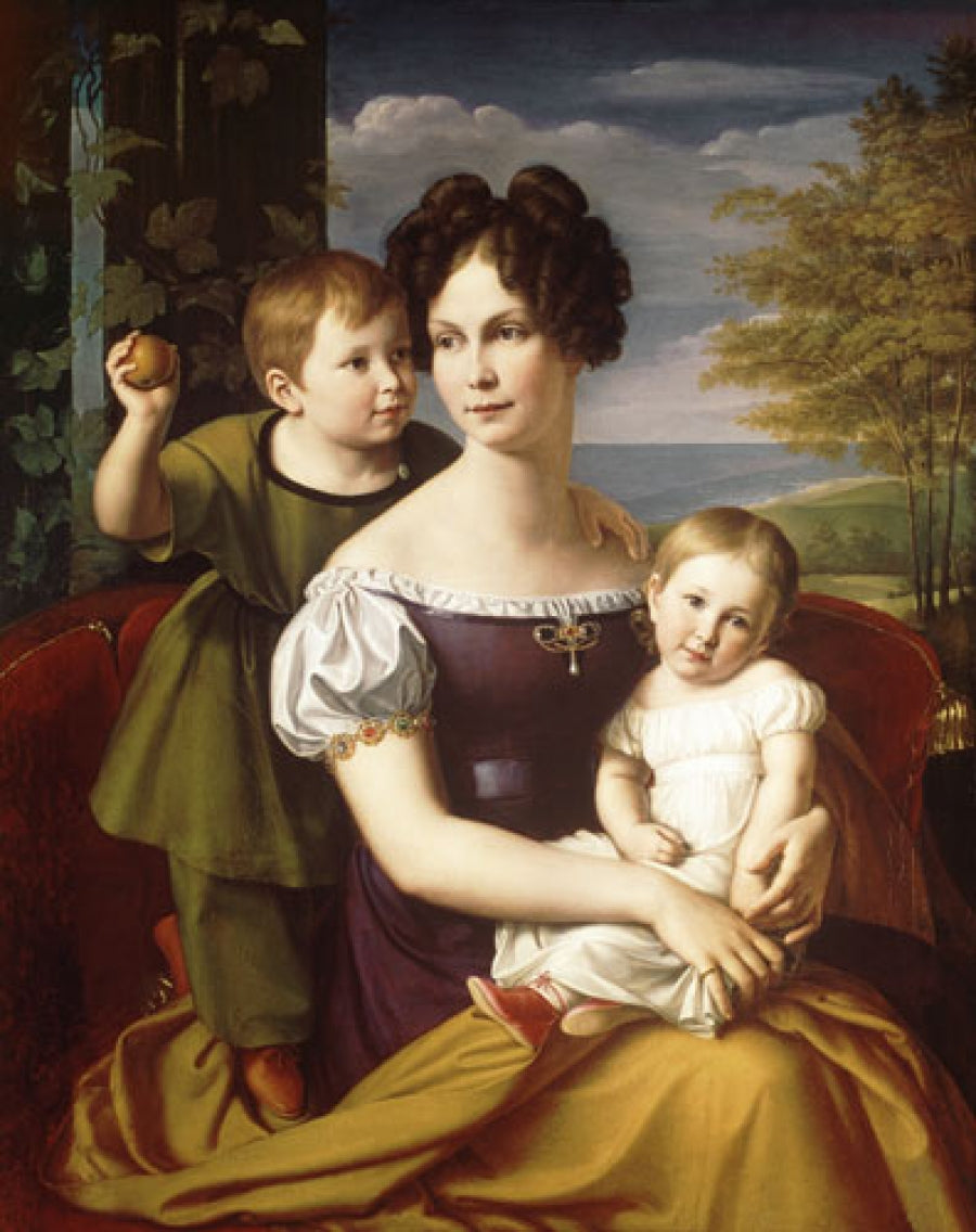 Grand Duchess Alexandrine with her children., vintage artwork by Friedrich Wilhelm Schadow, 12x8" (A4) Poster