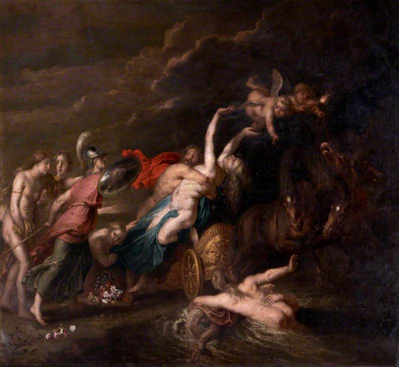 The Rape of Proserpine (after Peter Paul Rubens), vintage artwork by Willem van Herp the Elder, 12x8" (A4) Poster