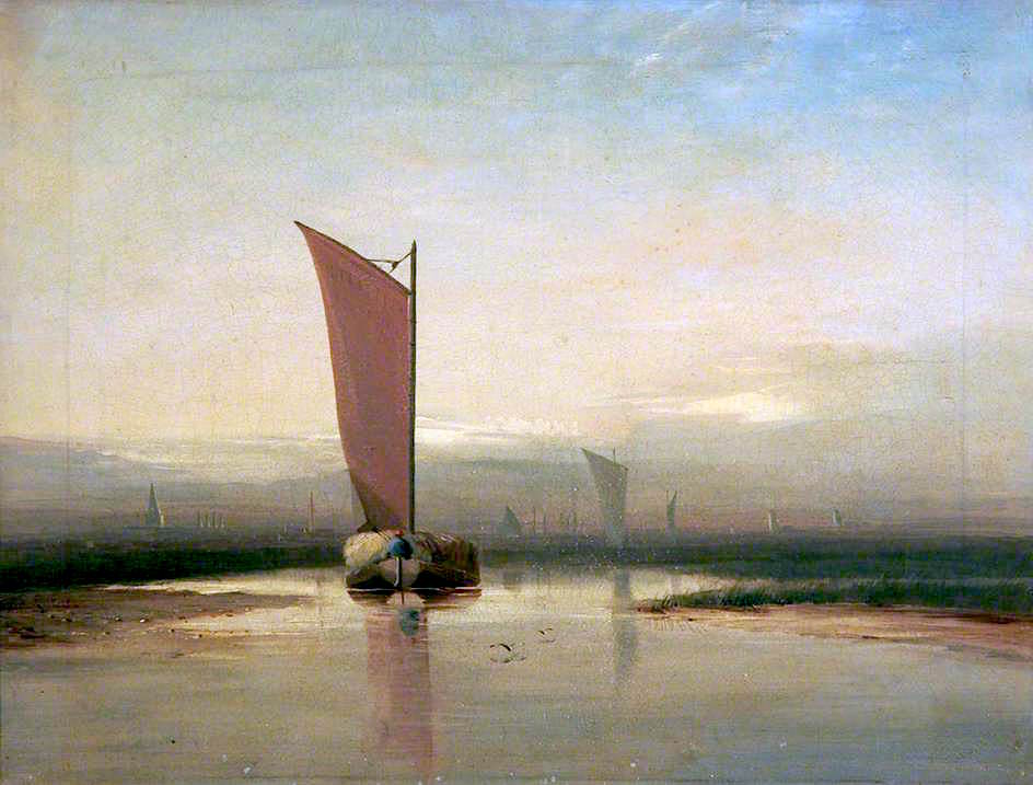 Breydon, Norfolk, vintage artwork by Attributed to Miles Edmund Cotman, A3 (16x12") Poster Print