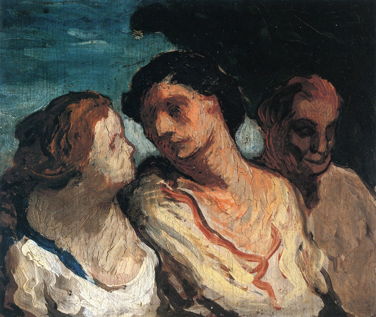 Group of Three Figures, vintage artwork by Honore Daumier, A3 (16x12") Poster Print
