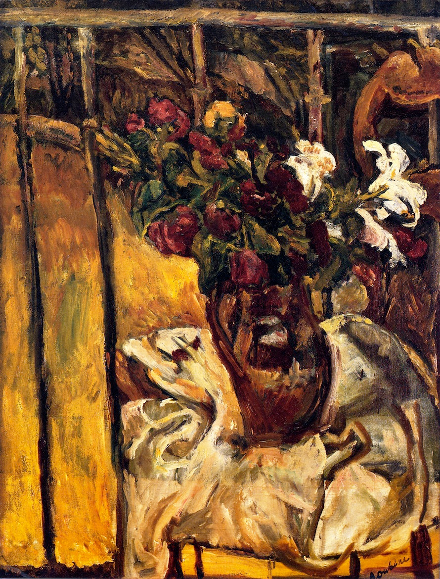 Bouquet of Flowers on a Balcony, vintage artwork by Chaim Soutine, 12x8" (A4) Poster