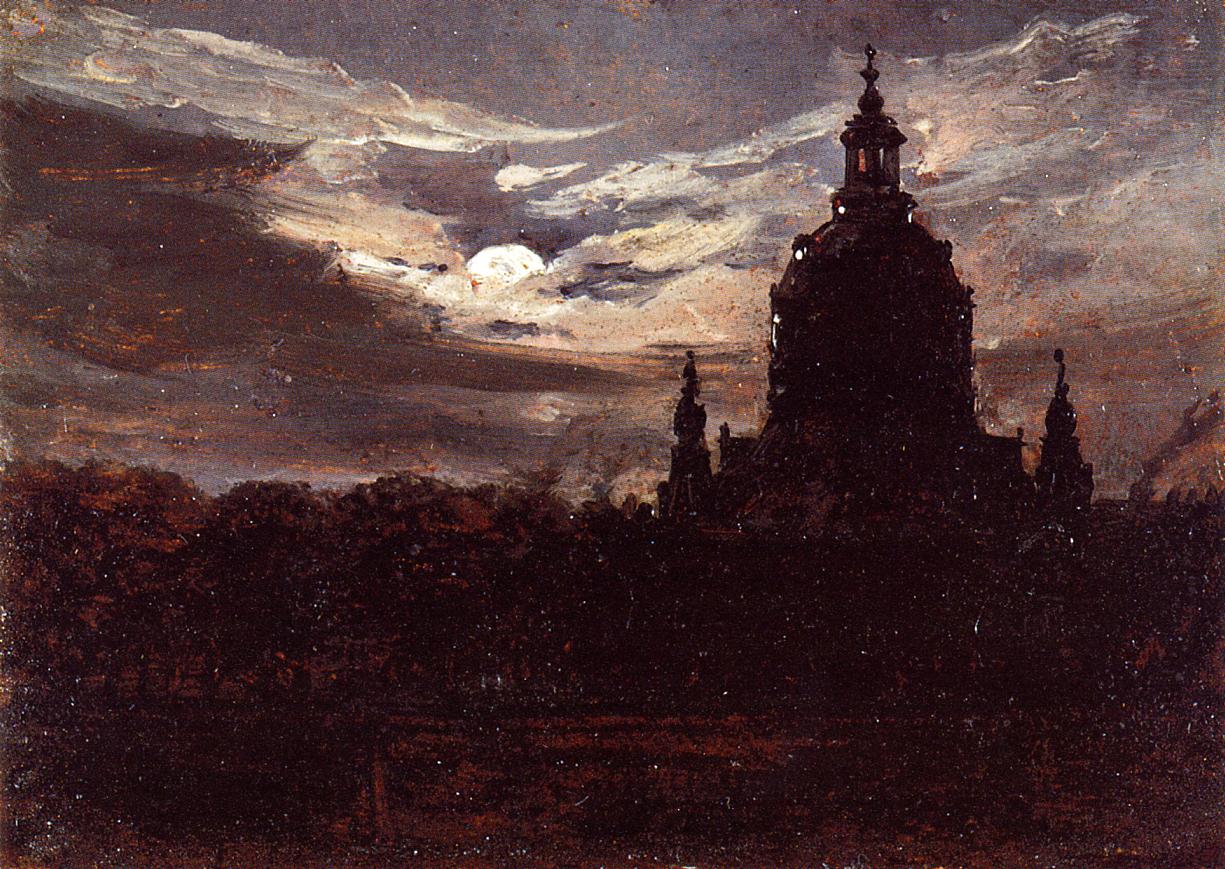 The Frankenkirche, Dresden, vintage artwork by Johan Christian Claussen Dahl, A3 (16x12") Poster Print