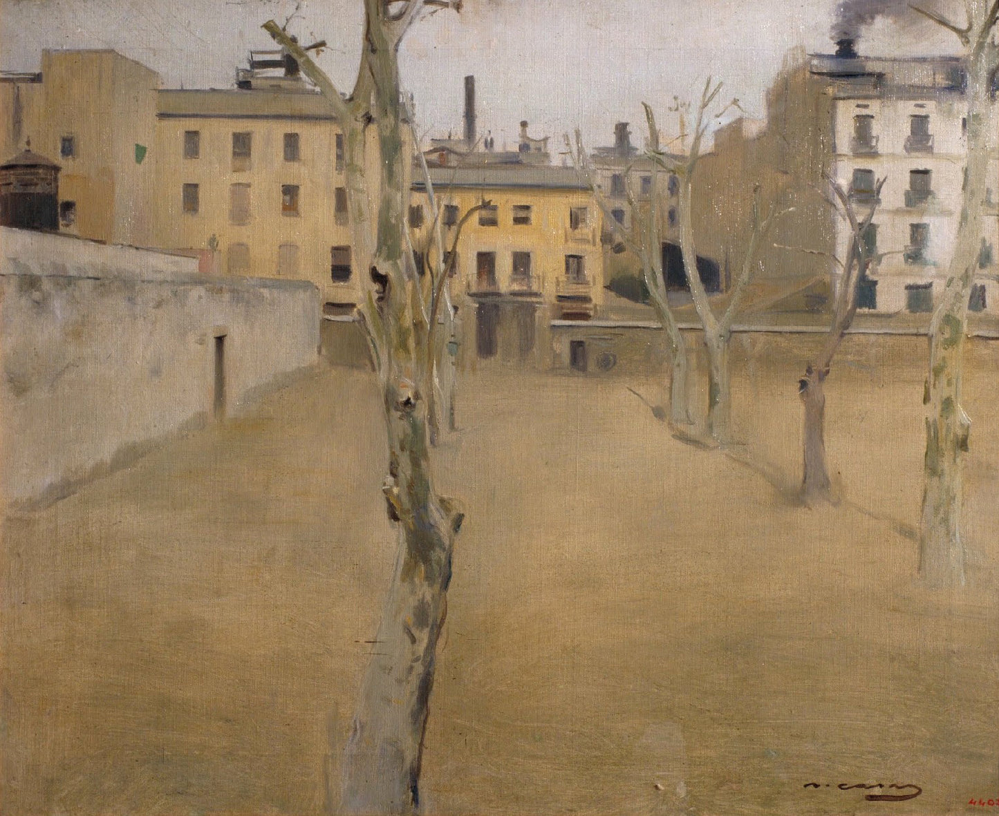 Courtyard of the old Barcelona prison, vintage artwork by Ramon Casas y Carbó, 12x8" (A4) Poster