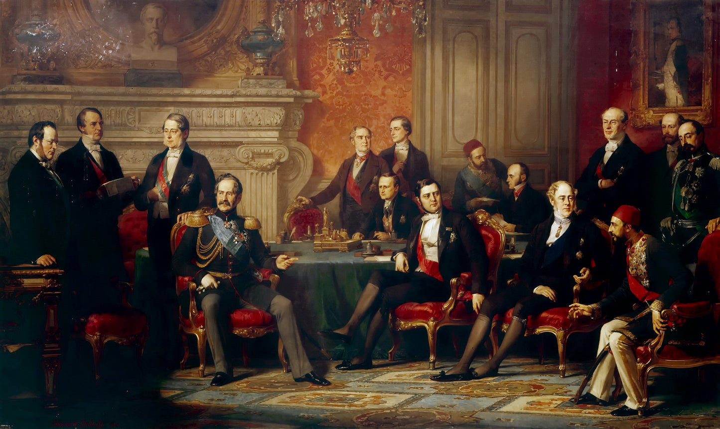 Congress of Paris in 1856, vintage artwork by Edouard Louis Dubufe, A3 (16x12") Poster Print