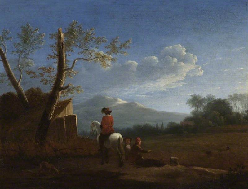 Landscape with Bird Catchers, vintage artwork by Carel Dujardin, 12x8" (A4) Poster
