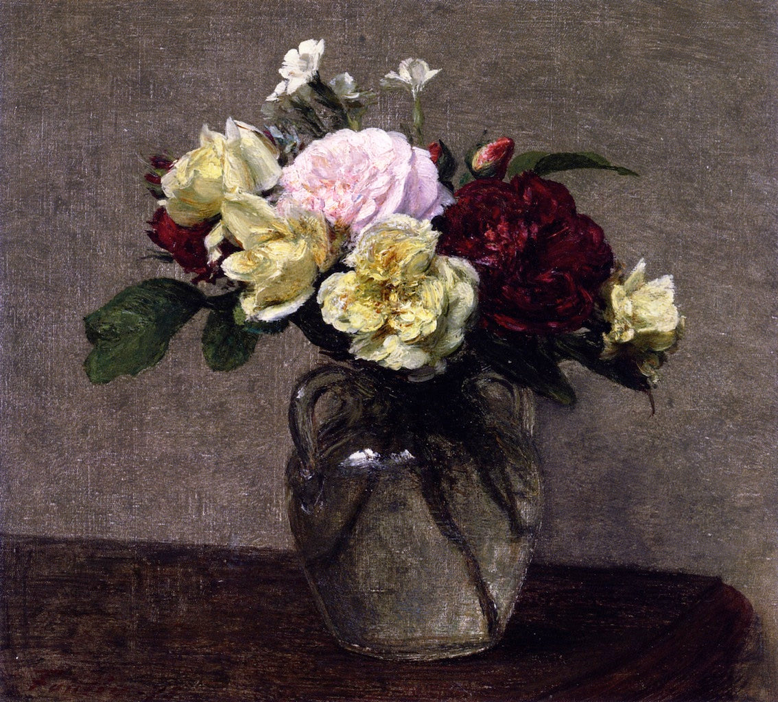Bouquet of Varied Roses, vintage artwork by Henri Fantin-Latour, 12x8" (A4) Poster