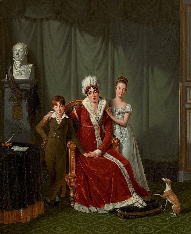 Portrait of General Baudet's Wife and her Two Children, vintage artwork by Jean-Jacques Lagrenee, 12x8" (A4) Poster