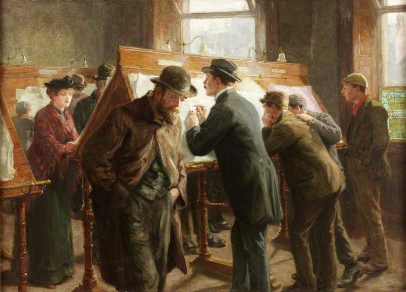 Seeking Situations, vintage artwork by Ralph Hedley, 12x8" (A4) Poster