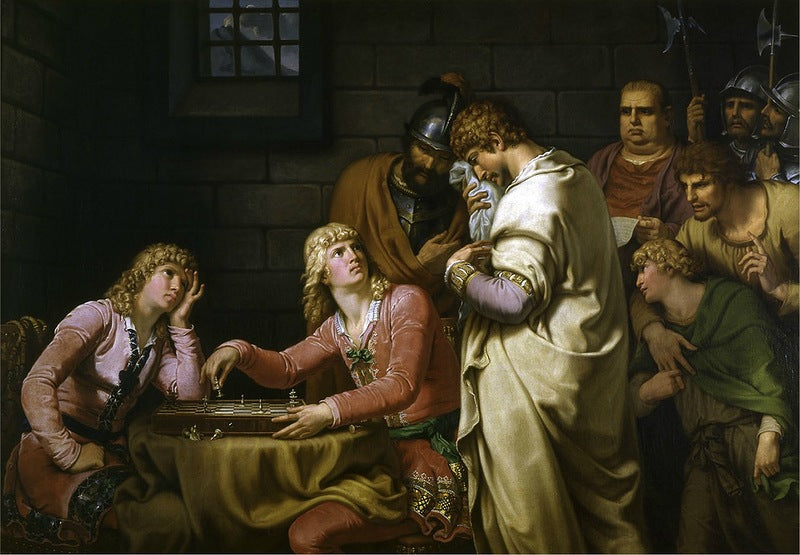 Conradin of Swabia and Frederick of Baden Being Informed of Their Execution in Prison in Naples, vintage artwork by Johann Heinrich Wilhelm Tischbein, 12x8" (A4) Poster