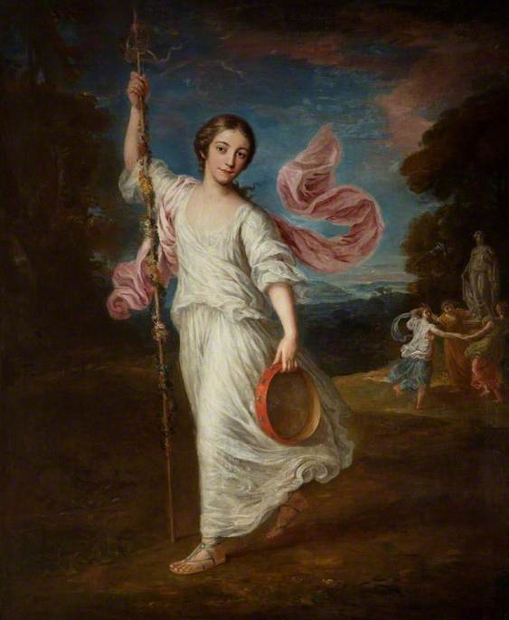 Lady Emily Kerr as a Bacchante, vintage artwork by William Hoare, 12x8" (A4) Poster